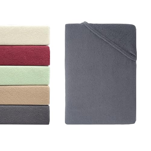 Hometex Premium Textiles Winterflausch Spannbettlaken | Spannbetttuch Teddyflausch 80% Baumwolle & 20% Mikrofaser | Oeko-TEX®Standard 100 - In vielen Größen und Farben | 140-160 x 200 cm Anthrazit von Hometex Premium Textiles