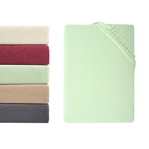 Hometex Premium Textiles Winterflausch Spannbettlaken | Spannbetttuch Teddyflausch 80% Baumwolle & 20% Mikrofaser | Oeko-TEX®Standard 100 - In vielen Größen und Farben | 90-100 x 200 cm Eukalyptus von Hometex Premium Textiles