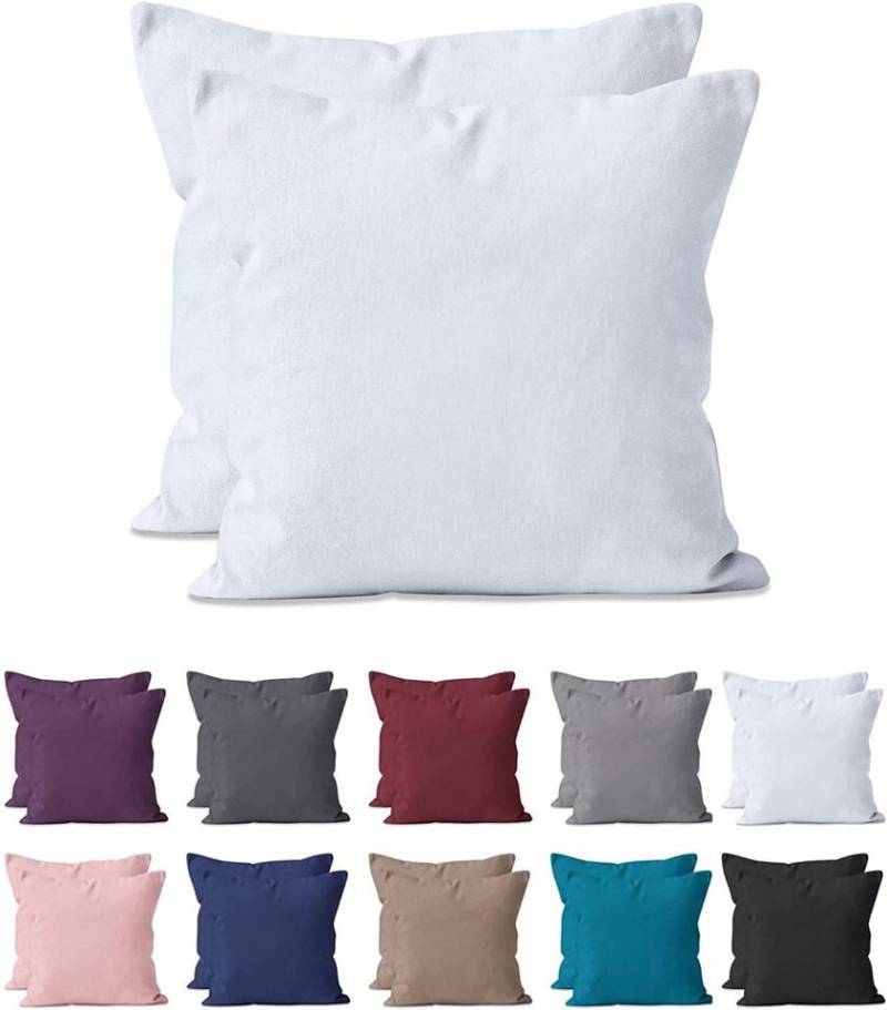 Hometex Premium Textiles Kissenbezug 2-er Set Kissenbezug Mikrofaser, Doppelpack Kissenhüllen ca. 95 g/m², Dekorative Dekokissen Sofakissen Lendenkissen Wurfkissenbezug mit Reißverschluss von Hometex Premium Textiles