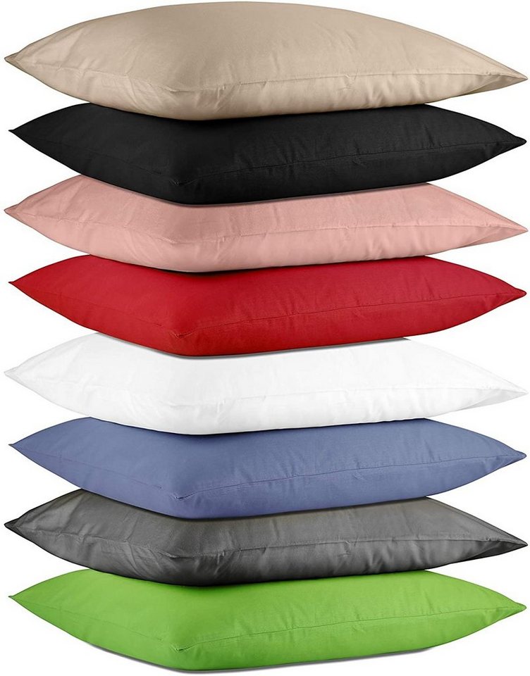 Kissenbezug 2er Set Kissenhülle Baumwolle Exklusive, Doppelpack Kissenbezüge ca. 115 g/m², Hometex Premium Textiles (2 Stück), mit verdecktem Reißverschluss von Hometex Premium Textiles