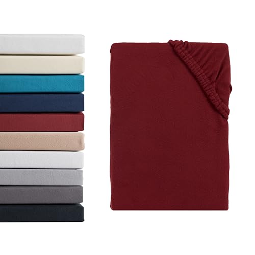 Hometex Premium Textiles Mikroflausch Spannbettlaken | Spannbetttuch Teddyflausch 100% Mikrofaser | Oeko-TEX®Standard 100 - In vielen Größen und Farben | 140-160 x 200 cm Bordeaux von Hometex Premium Textiles