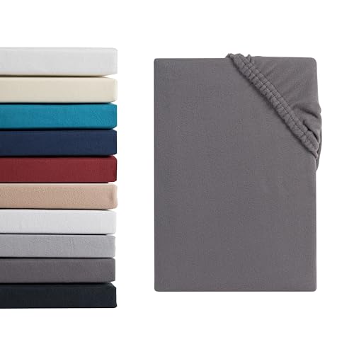 Hometex Premium Textiles Mikroflausch Spannbettlaken | Spannbetttuch Teddyflausch 100% Mikrofaser | Oeko-TEX®Standard 100 - In vielen Größen und Farben | 90-100 x 200 cm Anthrazit von Hometex Premium Textiles