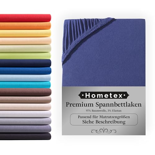 Premium Boxspringbett Spannbettlaken 180-200 x 200-220 cm, Spannbetttuch Bettlaken für Boxspringbett und Wasserbett, Oeko-TEX Made IN Green, Matratzen bis 35cm, Navy von Hometex Premium Textiles