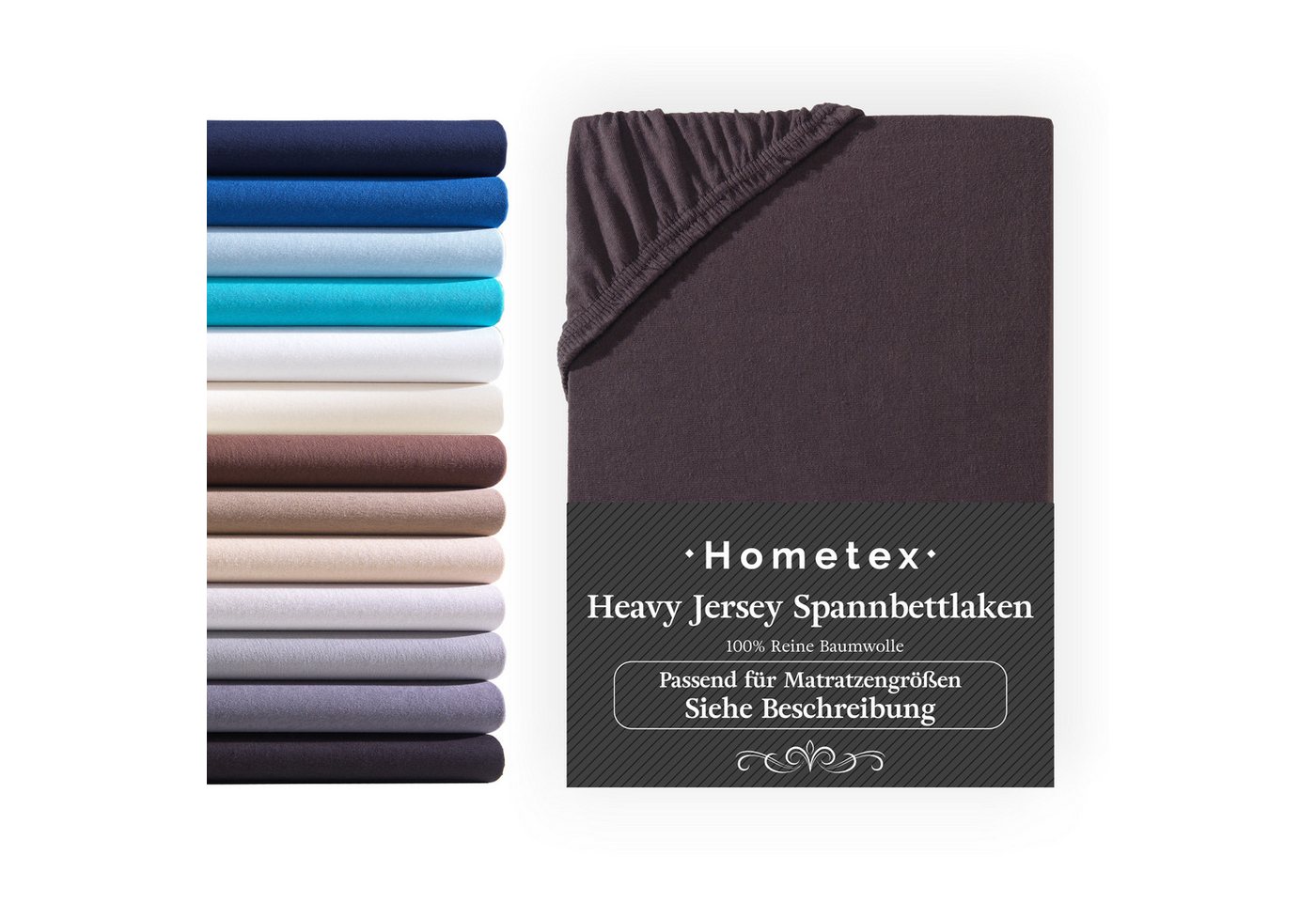 Spannbettlaken Boxspringbett Spannbettlaken für hohe Matratzen, Premium Qualität 160 g/m², Spannbetttuch aus feinster Baumwolle, Auch für Wasserbetten geeignet, Hometex Premium Textiles, Jersey, Gummizug: rundum von Hometex Premium Textiles