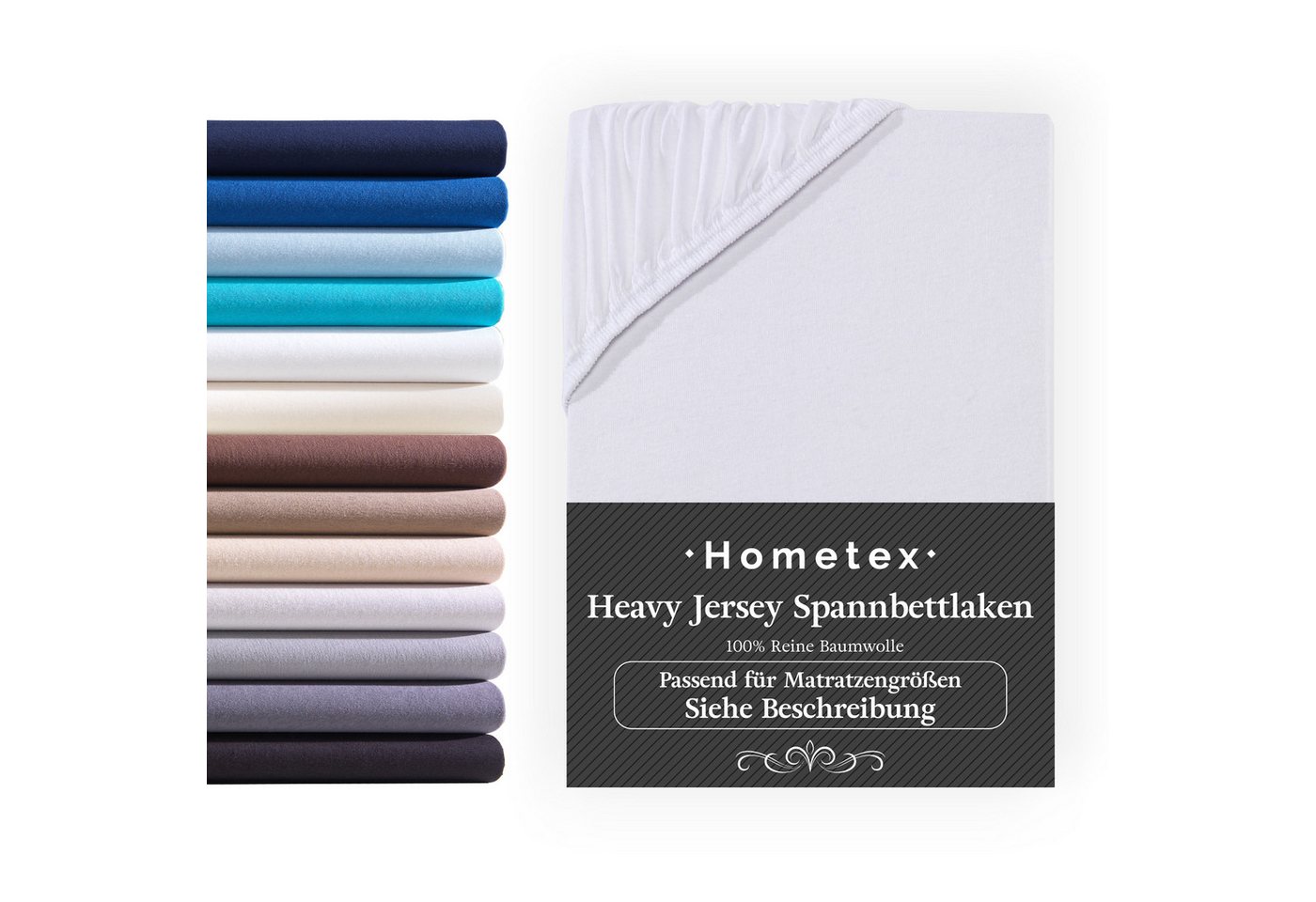 Spannbettlaken Boxspringbett Spannbettlaken für hohe Matratzen, Premium Qualität 160 g/m², Spannbetttuch aus feinster Baumwolle, Auch für Wasserbetten geeignet, Hometex Premium Textiles, Jersey, Gummizug: rundum von Hometex Premium Textiles