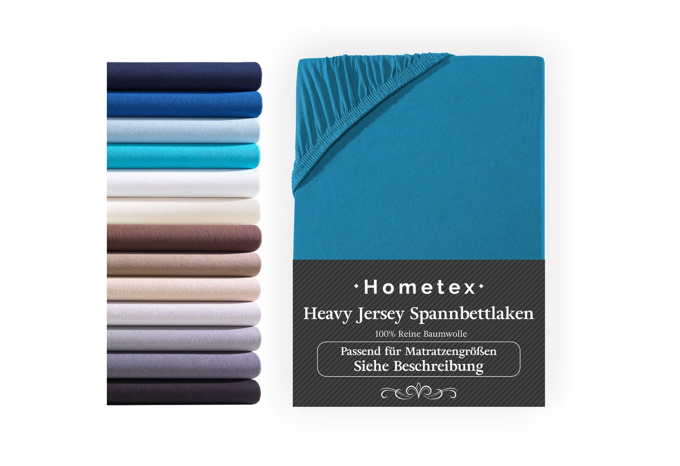 Spannbettlaken Boxspringbett Spannbettlaken für hohe Matratzen, Premium Qualität 160 g/m², Spannbetttuch aus feinster Baumwolle, Auch für Wasserbetten geeignet, Hometex Premium Textiles, Jersey, Gummizug: rundum von Hometex Premium Textiles