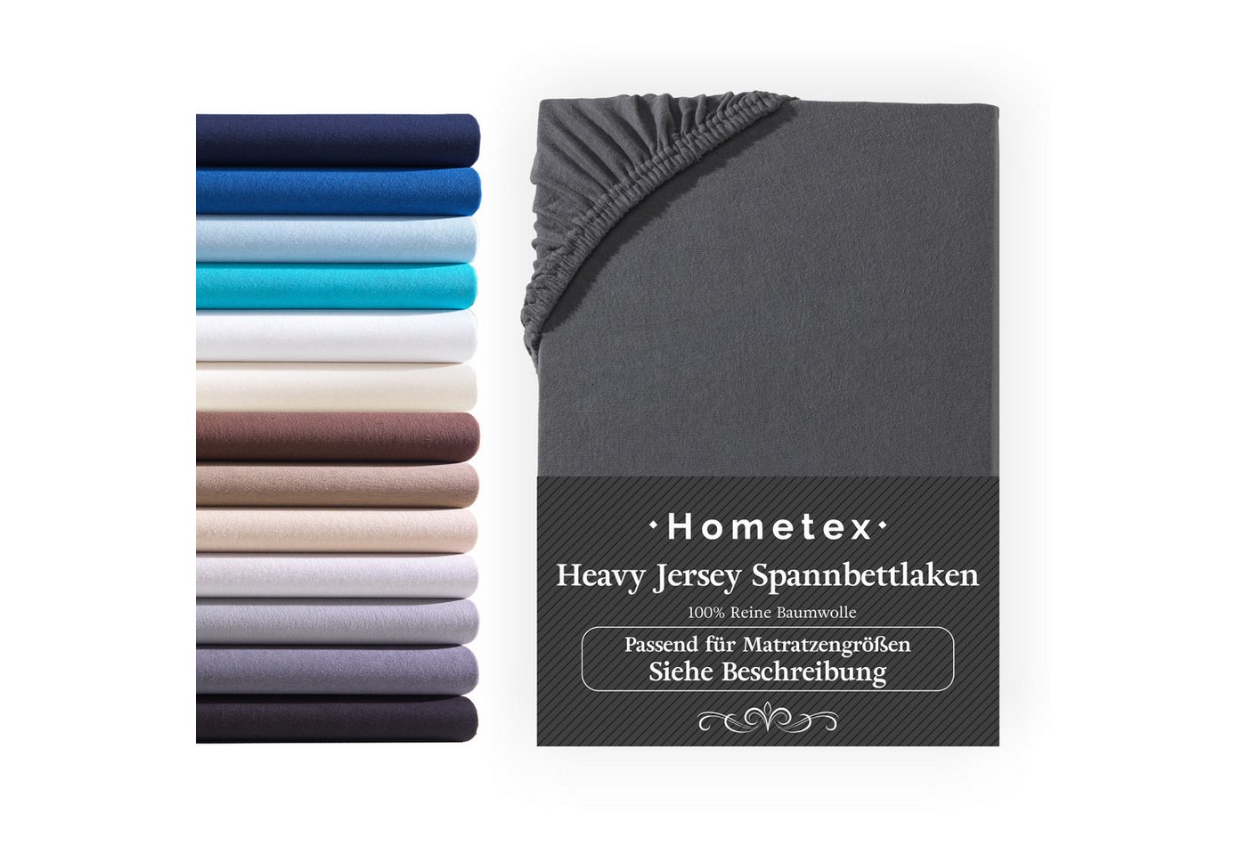 Spannbettlaken Boxspringbett Spannbettlaken für hohe Matratzen, Premium Qualität 160 g/m², Spannbetttuch aus feinster Baumwolle, Auch für Wasserbetten geeignet, Hometex Premium Textiles, Jersey, Gummizug: rundum von Hometex Premium Textiles