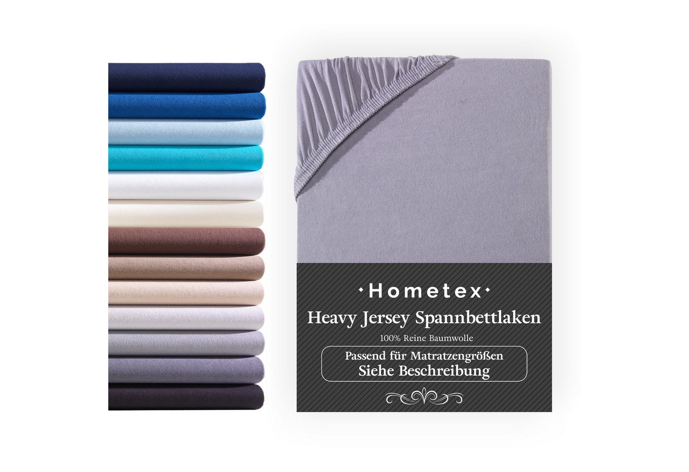 Spannbettlaken Boxspringbett Spannbettlaken für hohe Matratzen, Premium Qualität 160 g/m², Spannbetttuch aus feinster Baumwolle, Auch für Wasserbetten geeignet, Hometex Premium Textiles, Jersey, Gummizug: rundum von Hometex Premium Textiles