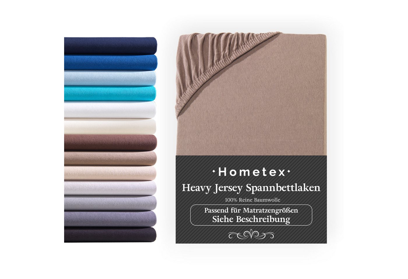 Spannbettlaken Exclusive Spannbettlaken Spannbetttuch bis 25 cm Steghöhe, Bettlaken aus 100% Baumwolle, Premium Qualität - Feinste Baumwolle 160 g/m², Hometex Premium Textiles, Jersey, Gummizug: rundum von Hometex Premium Textiles