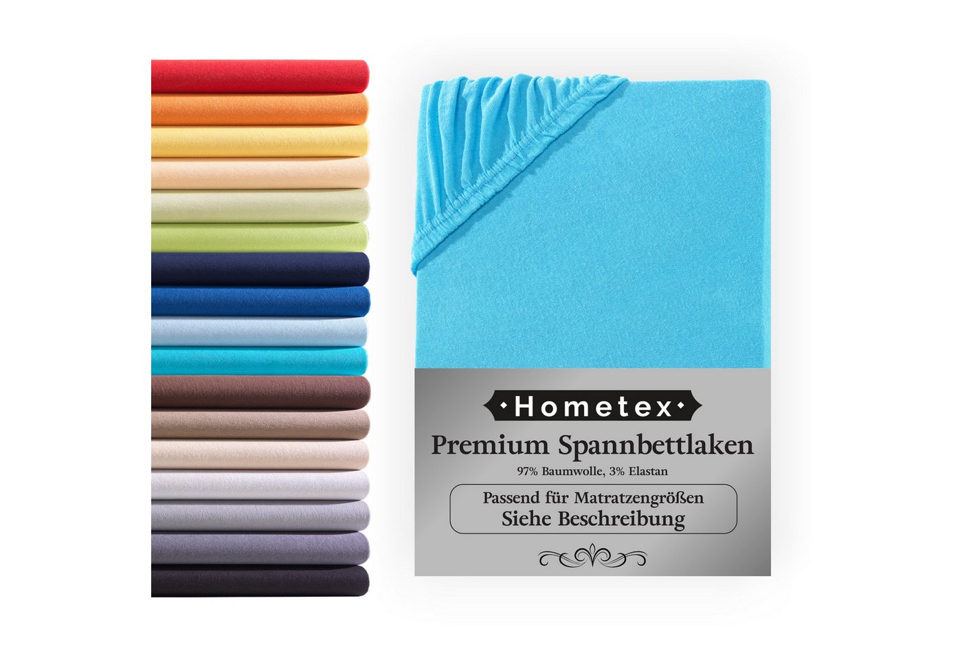 Spannbettlaken Premium Boxspringbett Spannbetttuch ideal für Wasserbett und Boxspringbett, Extra dicker Stoff 190g/m2 mit Rundumgummizug, Hometex Premium Textiles von Hometex Premium Textiles