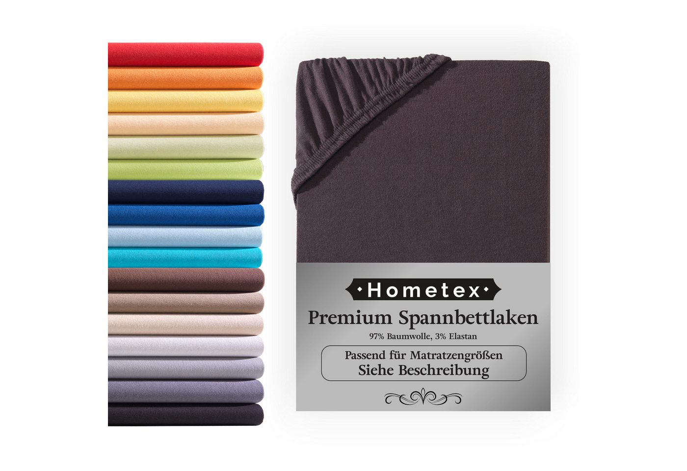 Spannbettlaken Premium Boxspringbett Spannbetttuch ideal für Wasserbett und Boxspringbett, Extra dicker Stoff 190g/m2 mit Rundumgummizug, Hometex Premium Textiles von Hometex Premium Textiles