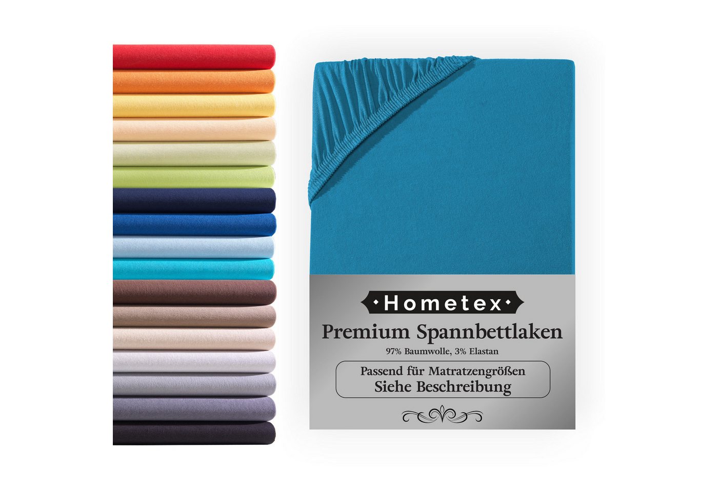 Spannbettlaken Premium Boxspringbett Spannbetttuch ideal für Wasserbett und Matratzen, Hometex Premium Textiles, Jersey, Gummizug: Rundumgummizug, Spannbettlaken Premium Qualität 190 g/m², Gekämmte Baumwolle von Hometex Premium Textiles