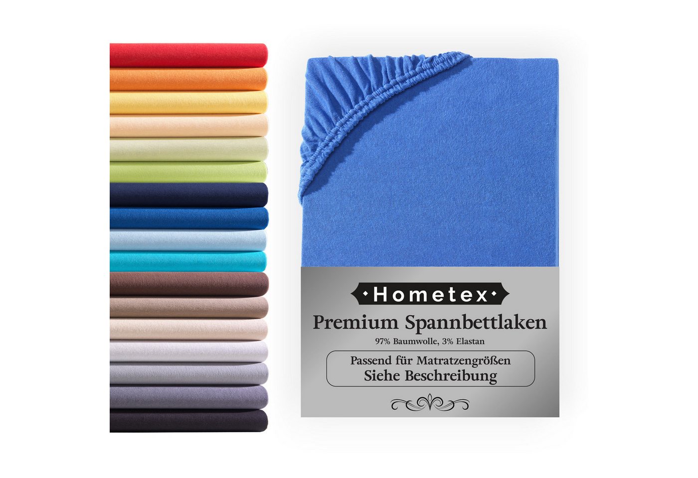 Spannbettlaken Premium Boxspringbett Spannbetttuch ideal für Wasserbett und Matratzen, Hometex Premium Textiles, Jersey, Gummizug: Rundumgummizug, Spannbettlaken Premium Qualität 190 g/m², Gekämmte Baumwolle von Hometex Premium Textiles