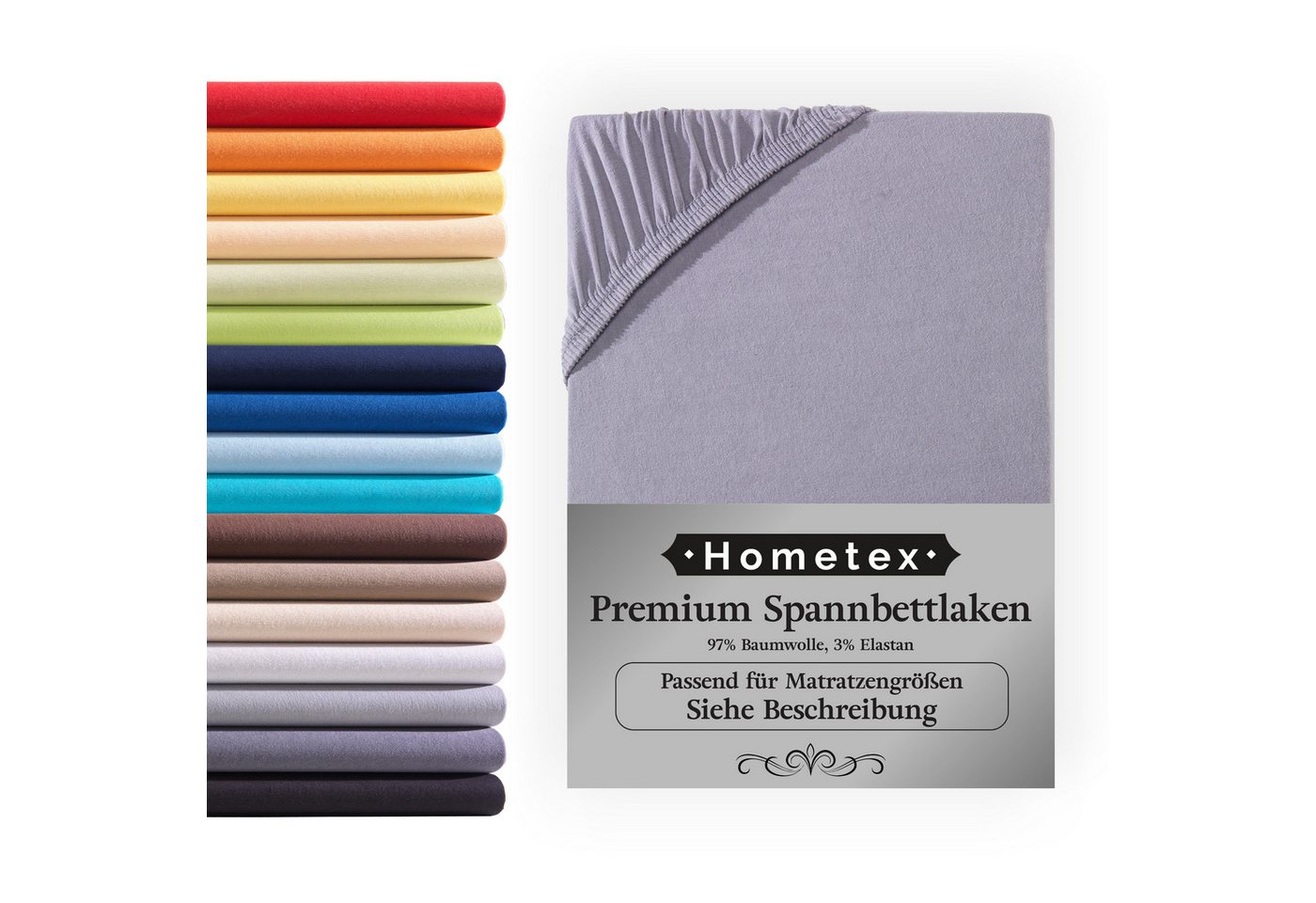 Spannbettlaken Premium Boxspringbett Spannbetttuch ideal für Wasserbett und Matratzen, Hometex Premium Textiles, Jersey, Gummizug: Rundumgummizug, Spannbettlaken Premium Qualität 190 g/m², Gekämmte Baumwolle von Hometex Premium Textiles