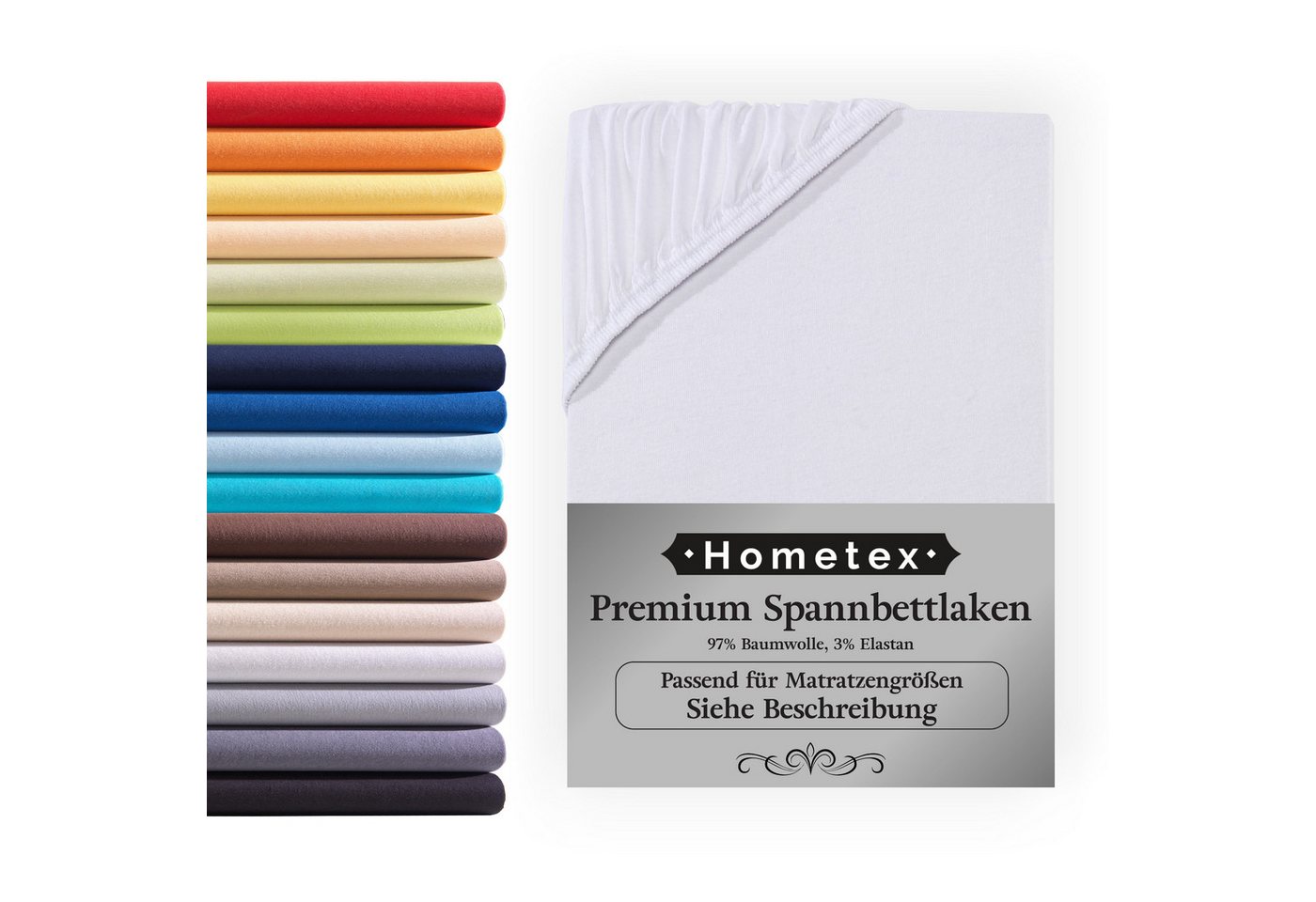 Spannbettlaken Premium Boxspringbett Spannbetttuch ideal für Wasserbett und Matratzen, Hometex Premium Textiles, Jersey, Gummizug: Rundumgummizug, Spannbettlaken Premium Qualität 190 g/m², Gekämmte Baumwolle von Hometex Premium Textiles