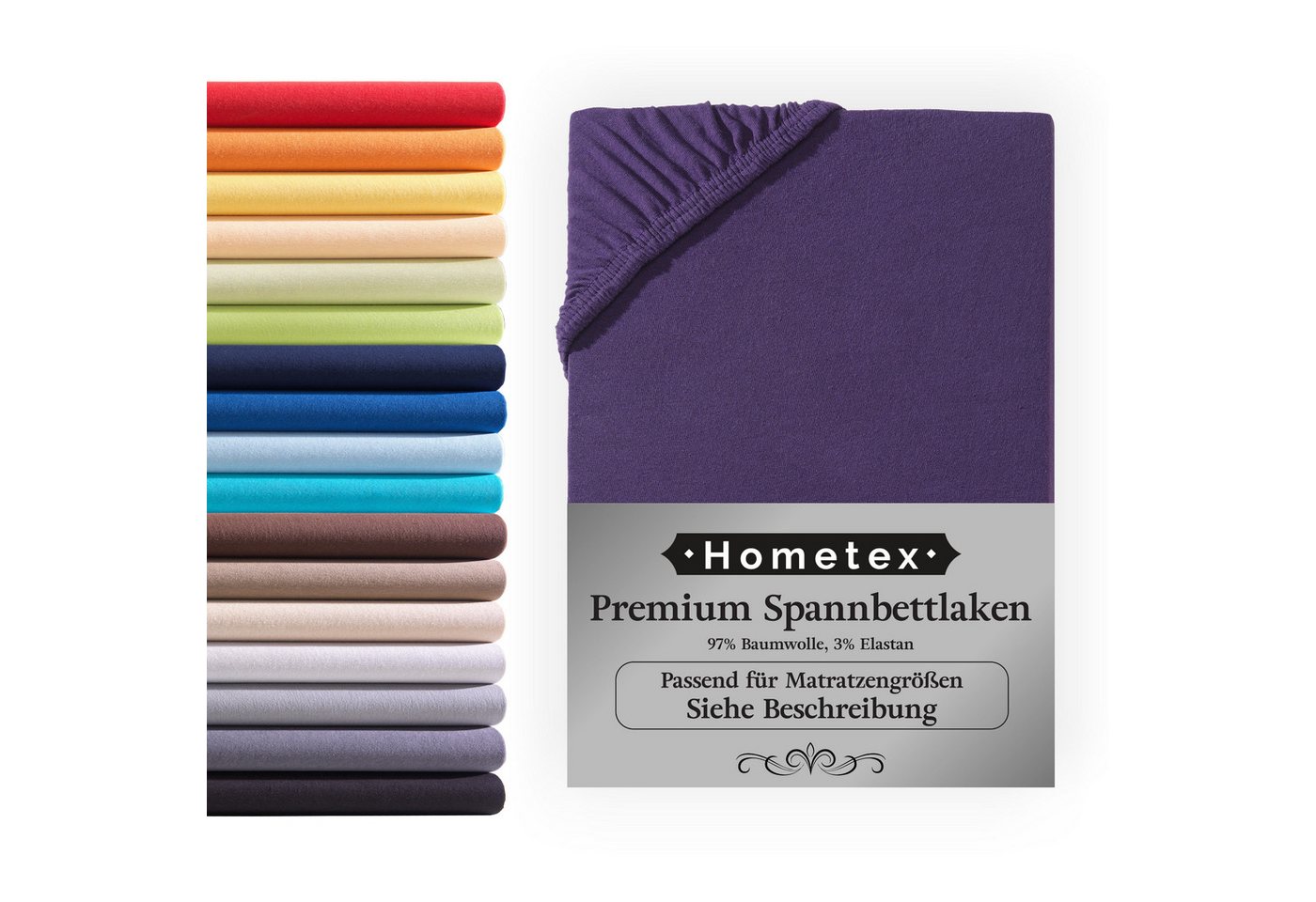 Spannbettlaken Premium Boxspringbett Spannbetttuch ideal für Wasserbett und Matratzen, Hometex Premium Textiles, Jersey, Gummizug: Rundumgummizug, Spannbettlaken Premium Qualität 190 g/m², Gekämmte Baumwolle von Hometex Premium Textiles