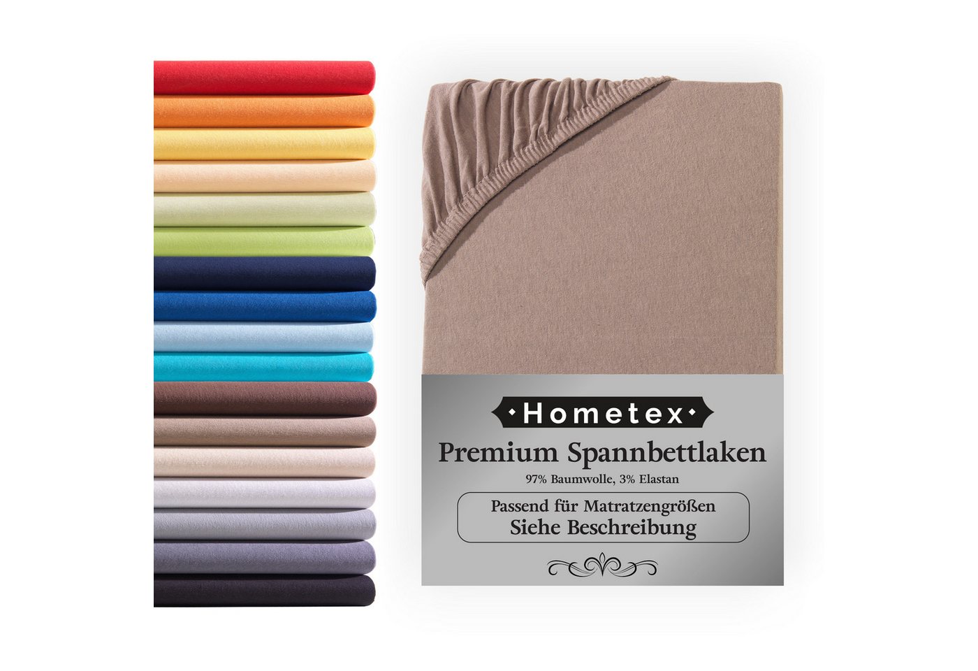 Spannbettlaken Premium Boxspringbett Spannbetttuch ideal für Wasserbett und Matratzen, Hometex Premium Textiles, Jersey, Gummizug: Rundumgummizug, Spannbettlaken Premium Qualität 190 g/m², Gekämmte Baumwolle von Hometex Premium Textiles