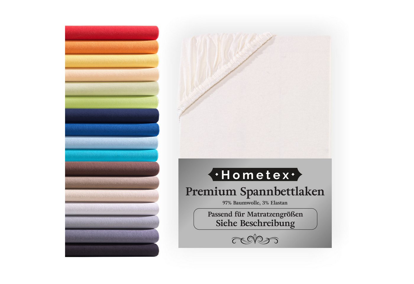 Spannbettlaken Premium Boxspringbett Spannbetttuch ideal für Wasserbett und Matratzen, Hometex Premium Textiles, Jersey, Gummizug: Rundumgummizug, Spannbettlaken Premium Qualität 190 g/m², Gekämmte Baumwolle von Hometex Premium Textiles