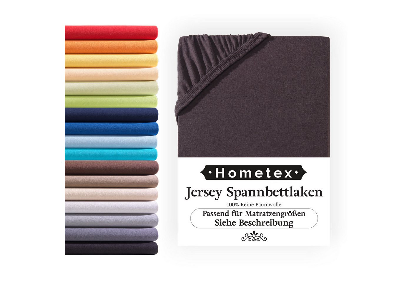 Spannbettlaken Spannbetttuch, Jersey-Bettlaken aus 100% Baumwolle, Viele Größen und Farben erhältlich, Für Matratzen, Boxspringbetten, Wasserbetten und Kindermatratzen, 140 g/m2, Hometex Premium Textiles, Gummizug: rundum von Hometex Premium Textiles