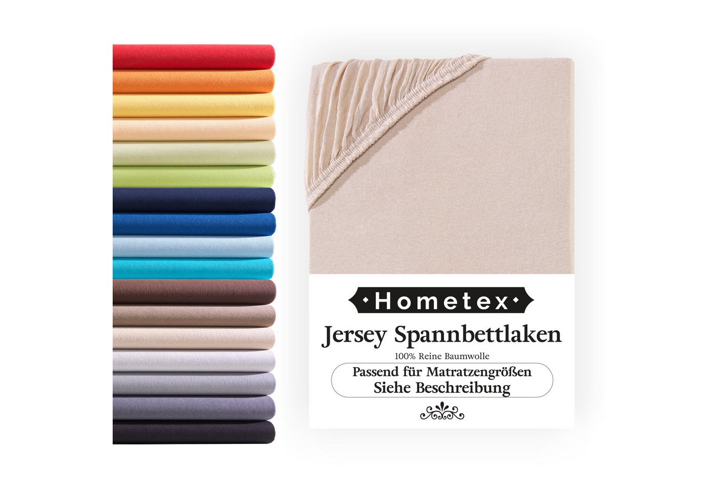 Spannbettlaken Spannbetttuch, Jersey-Bettlaken aus 100% Baumwolle, Viele Größen und Farben erhältlich, Für Matratzen, Boxspringbetten, Wasserbetten und Kindermatratzen, Hometex Premium Textiles, Jersey, Gummizug: Rundumgummizug, Premium-Jersey aus 100% reiner Baumwolle, Matratzenhöhe bis 23 cm von Hometex Premium Textiles