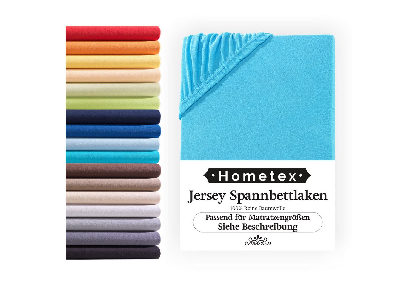 Spannbettlaken Spannbetttuch, Jersey-Bettlaken aus 100% Baumwolle, Viele Größen und Farben erhältlich, Für Matratzen, Boxspringbetten, Wasserbetten und Kindermatratzen, Hometex Premium Textiles, Jersey, Gummizug: Rundumgummizug, Premium-Jersey aus 100% reiner Baumwolle, Matratzenhöhe bis 23 cm von Hometex Premium Textiles