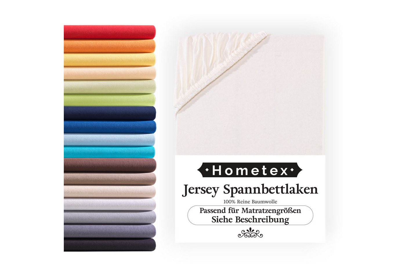 Spannbettlaken Spannbetttuch, Jersey-Bettlaken aus 100% Baumwolle, Viele Größen und Farben erhältlich, Für Matratzen, Boxspringbetten, Wasserbetten und Kindermatratzen, Hometex Premium Textiles, Jersey, Gummizug: Rundumgummizug, Premium-Jersey aus 100% reiner Baumwolle, Matratzenhöhe bis 23 cm von Hometex Premium Textiles