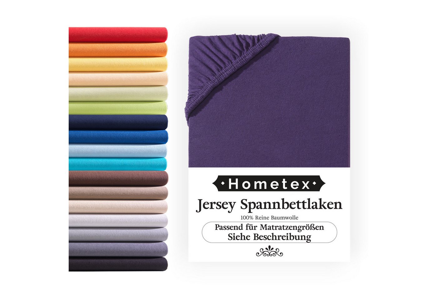 Spannbettlaken Spannbetttuch, Jersey-Bettlaken aus 100% Baumwolle, Viele Größen und Farben erhältlich, Für Matratzen, Boxspringbetten, Wasserbetten und Kindermatratzen, Hometex Premium Textiles, Jersey, Gummizug: Rundumgummizug, Premium-Jersey aus 100% reiner Baumwolle, Matratzenhöhe bis 23 cm von Hometex Premium Textiles