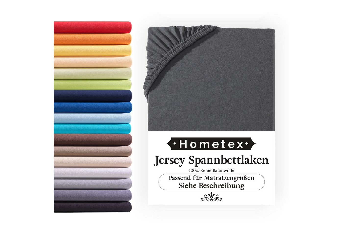 Spannbettlaken Spannbetttuch, Jersey-Bettlaken aus 100% Baumwolle, Viele Größen und Farben erhältlich, Für Matratzen, Boxspringbetten, Wasserbetten und Kindermatratzen, Hometex Premium Textiles, Jersey, Gummizug: Rundumgummizug, Premium-Jersey aus 100% reiner Baumwolle, Matratzenhöhe bis 23 cm von Hometex Premium Textiles