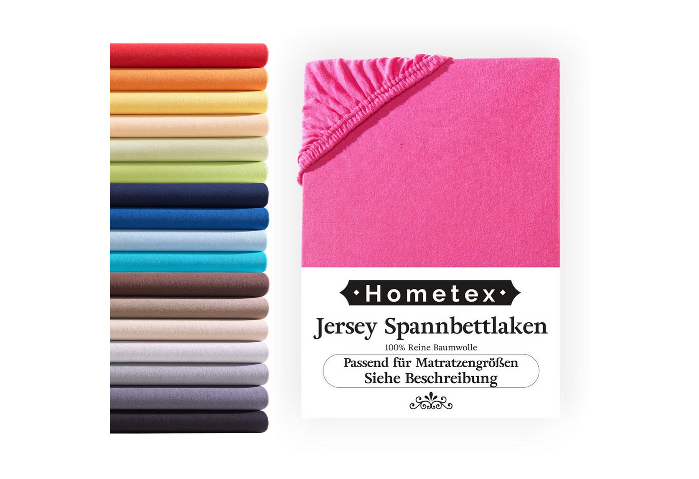 Spannbettlaken Spannbetttuch, Jersey-Bettlaken aus 100% Baumwolle, Viele Größen und Farben erhältlich, Für Matratzen, Boxspringbetten, Wasserbetten und Kindermatratzen, Hometex Premium Textiles, Jersey, Gummizug: Rundumgummizug, Premium-Jersey aus 100% reiner Baumwolle, Matratzenhöhe bis 23 cm von Hometex Premium Textiles