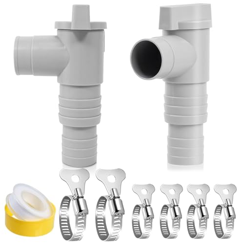 Homethrive 2 Stück Absperrhahn für Pools 32mm Set mit 6 Schlauchschellen, Pool Absperrhahn Schlauchanschluss (Kompatibel 32mm/38mm), Pool Wartungs Zubehör für Poolpumpe Wartung und Oberirdische Pools von Homethrive