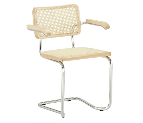 Freischwinger Schwingstuhl mit Armlehnen Kadeem - 2er Set, Naturgeflecht von Hometrends