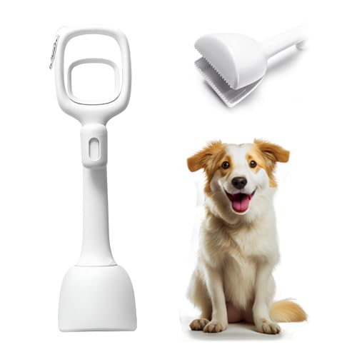 Premium tragbare Haustierkotschaufel mit Beuteln – weiß | Hundekotschaufel mit langem Griff für einfache Reinigung | Katzenstreu Kotschaufel | Umweltfreundlicher Kotpflücker für Hunde, Katzen und von Hometric