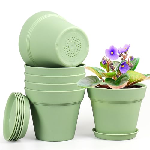 Homeuouz 6 Packs Blumentopf mit Untersetzer, 15.2cm Pflanzentopf, Plastik Übertopf mit Mehrere Ablauflöchern, Hydrokultur Topf, Blumentöpfe Set Ideal für Innen und Balkongärten,Grün Homeuouz 6 Packs Blumentopf mit Untersetzer, 15.2cm Pflanzentopf, Plastik Übertopf mit Mehrere Ablauflöchern, Hydrokultur Topf, Blumentöpfe Set Ideal für Innen und Balkongärten,Grün von Homeuouz
