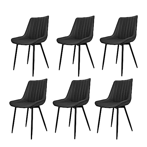 Homewell Esszimmerstühle 2er Set, Technikstoff Samt Küchenstuhl Polsterstuhl, Ergonomisch Wohnzimmerstuhl mit Rückenlehne, Bequemer Akzentstuhl mit Stahlbeinen (6, Schwarz) von Homewell