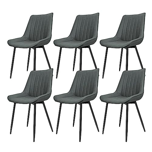 Homewell Esszimmerstühle 6er Set, Technikstoff Samt Küchenstuhl Polsterstuhl, Ergonomisch Wohnzimmerstuhl mit Rückenlehne, Bequemer Akzentstuhl mit Stahlbeinen (6, Dunkelgrau) von Homewell