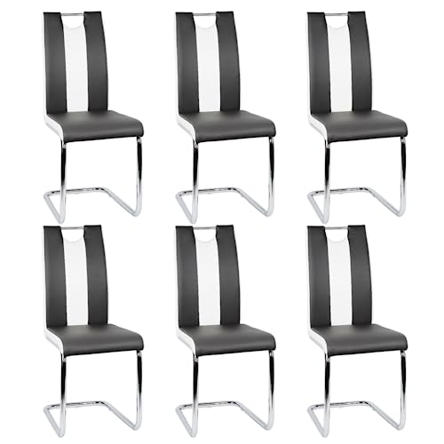 homewell Esszimmerstühle 6er Set, U-Form Ergonomisch Rückenlehne Stahlrahmen, Hochwertiges PU-Leder mit Verdickter Schwamm, Modern Freischwinger Küchenstuhl (6, Schwarz) von homewell