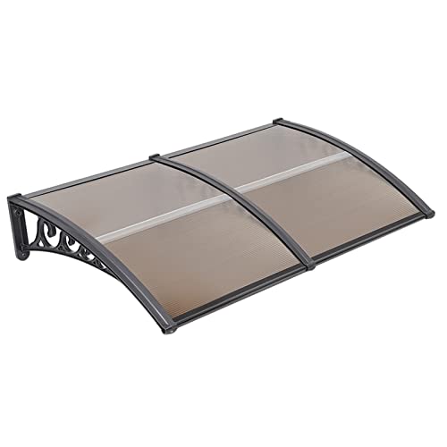 Homewell Vordach für Haustür 100 x 200 cm Braun, Modern Überdachung Haustür aus PC-Hohlplatte, PP-Kunststoff Rahmen und Aluminium Frontstange, Sonnenschutz & Regenschutz (100 * 200 cm, Braun) von homewell