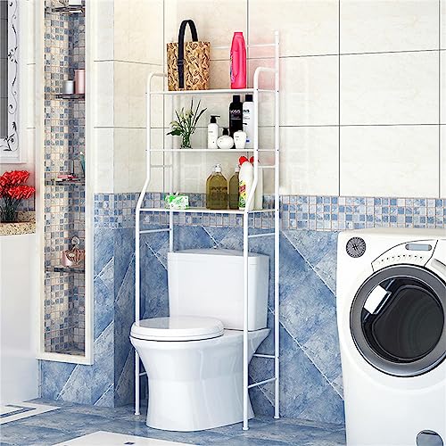 homewell Waschmaschinenregal 3 Ebene, Eisen Toilettenregal Badezimmerregal ohne Bohren, Bodentyp Badezimmerträger Modern (55 x 26 x 165cm, Weiß) von homewell