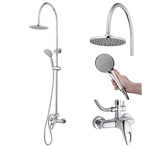 Homewerks 3070-251-CH-B Außenduschset mit 20,3 cm Regenkanne und 5-Funktions-Handbrause, Chrom von Homewerks Worldwide