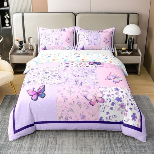 100% Baumwolle Bettbezug Schmetterling Bettwäsche Set 135x200 Lavendel Lila Schmetterlinge Bettbezug für Mädchen Bunte Schmetterlinge Plaid Bett Set für Kinder Kind Teenager Retro Blumen Rustik 100% Baumwolle Bettbezug Schmetterling Bettwäsche Set 135x200 Lavendel Lila Schmetterlinge Bettbezug für Mädchen Bunte Schmetterlinge Plaid Bett Set für Kinder Kind Teenager Retro Blumen Rustik von Homewish