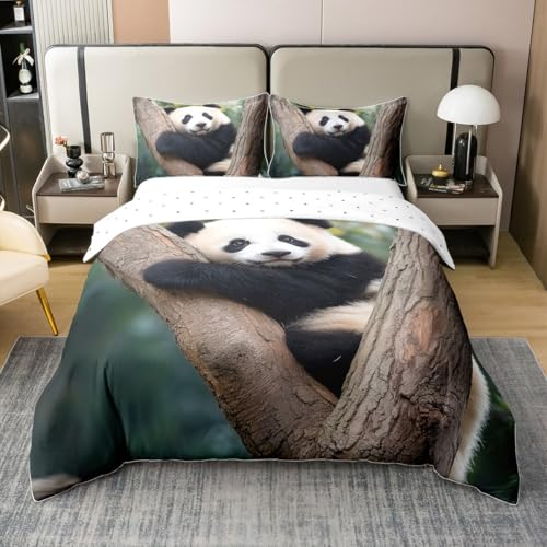 100% Baumwolle Panda Tröster Abdeckung 135x200,3D Panda Bettdeckenbezug Reversibel für Kinder Erwachsene,Schöne Wilde Safari Bär Tier Bettwäsche Set,Baum Zweige Wildlife Bettbezug Zimmer Dekor 100% Baumwolle Panda Tröster Abdeckung 135x200,3D Panda Bettdeckenbezug Reversibel für Kinder Erwachsene,Schöne Wilde Safari Bär Tier Bettwäsche Set,Baum Zweige Wildlife Bettbezug Zimmer Dekor von Homewish
