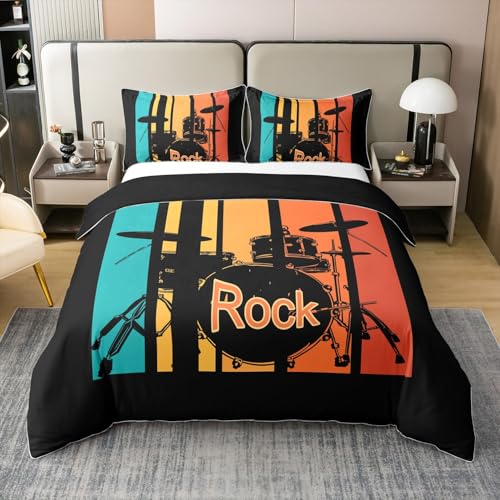 100% Baumwolle Schlagzeug 135x200 Bettbezug,Regenbogen Schlagzeug Bettwäsche Set für Kinder Kinder Mädchen,Hippie Rock Musik Tröster Abdeckung,Grunge Musikinstrument Bett Set mit 1 Kissenbezug 100% Baumwolle Schlagzeug 135x200 Bettbezug,Regenbogen Schlagzeug Bettwäsche Set für Kinder Kinder Mädchen,Hippie Rock Musik Tröster Abdeckung,Grunge Musikinstrument Bett Set mit 1 Kissenbezug von Homewish