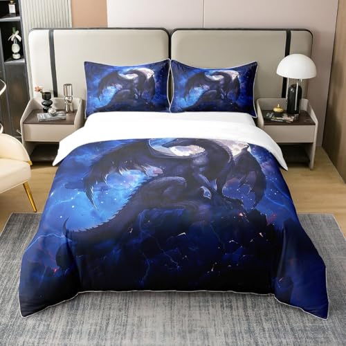 100% Natürliche Baumwolle Drachen Bettwäsche Set,Lila Galaxy Tröster Abdeckung für Kinder Teens,Trippy Moon Bett Set mit Reißverschluss,Mysterious Magic Animals Betteinsatz mit 1 Kissenbezug 135x200 100% Natürliche Baumwolle Drachen Bettwäsche Set,Lila Galaxy Tröster Abdeckung für Kinder Teens,Trippy Moon Bett Set mit Reißverschluss,Mysterious Magic Animals Betteinsatz mit 1 Kissenbezug 135x200 von Homewish