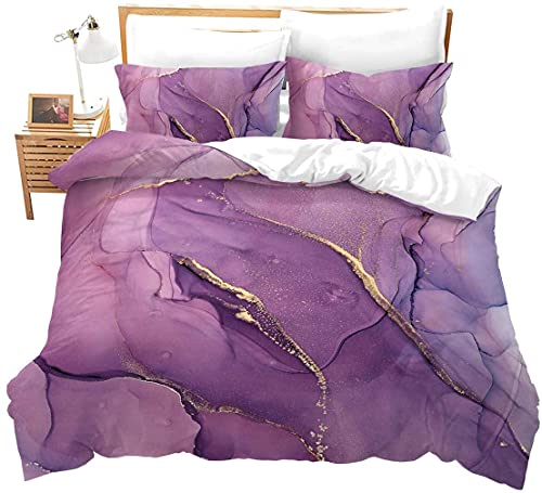 3 Stücke 220x240 Bettwäsche Sets,marmorbedruckter Bettbezug für Erwachsene,lila Goldener Glitzer Abstrakter Trösterbezug mit Reißverschlüssen,weiche leichte Mikrofaser,1 Bettbezug und 2 Kissenbezüge 3 Stücke 220x240 Bettwäsche Sets,marmorbedruckter Bettbezug für Erwachsene,lila Goldener Glitzer Abstrakter Trösterbezug mit Reißverschlüssen,weiche leichte Mikrofaser,1 Bettbezug und 2 Kissenbezüge von Homewish