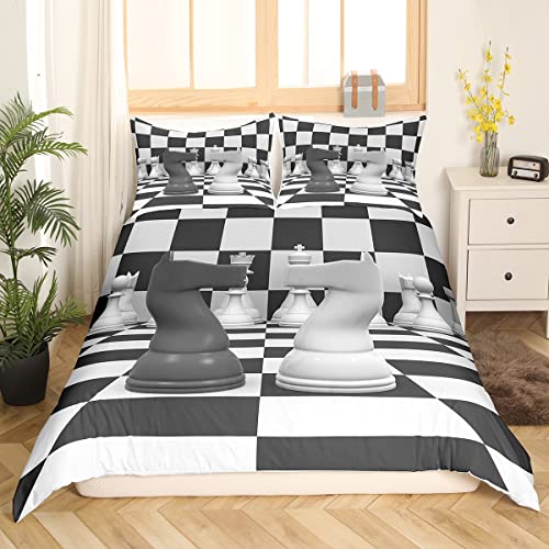 3D International Chess Bettbezug für Jungen, Teenager, Männer - Brettspiel-Bettwäsche-Set 135 x 200 - Geometrisches Schachbrett-Design - Schwarz-Weiß-Büffelkaro - Schlafzimmerdekoration 3D International Chess Bettbezug für Jungen, Teenager, Männer - Brettspiel-Bettwäsche-Set 135 x 200 - Geometrisches Schachbrett-Design - Schwarz-Weiß-Büffelkaro - Schlafzimmerdekoration von Homewish