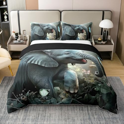 Afrikanischer Elefant 100% Baumwolle Bettbezug 155x220 für Kinder Teens Erwachsene,Fliegende Schmetterling Bettwäsche Set,Natur Wildlife Bett Set,3D Zoo Tier Bettbezug mit 1 Kissenbezug für Zimmer Afrikanischer Elefant 100% Baumwolle Bettbezug 155x220 für Kinder Teens Erwachsene,Fliegende Schmetterling Bettwäsche Set,Natur Wildlife Bett Set,3D Zoo Tier Bettbezug mit 1 Kissenbezug für Zimmer von Homewish