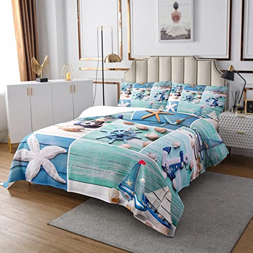 Anchor Nautische Tagesdecke 220x240 Seestern Küste Nautische Gesteppt Retro Leuchtturm Segelboot Tagesdecke für Kinder Jungen Mädchen Teenager,Meeresstrand Themen Tagesdecke Quilt-Set Blaugrün Anchor Nautische Tagesdecke 220x240 Seestern Küste Nautische Gesteppt Retro Leuchtturm Segelboot Tagesdecke für Kinder Jungen Mädchen Teenager,Meeresstrand Themen Tagesdecke Quilt-Set Blaugrün von Homewish