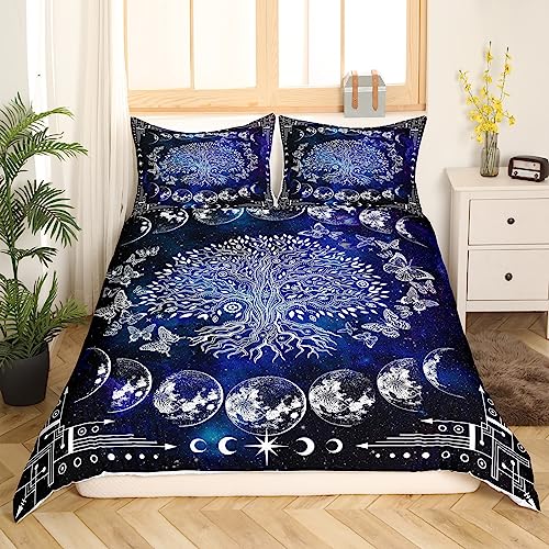 Baum Des Lebens Bettwäsche Set 155x220 Boho Exotische Schmetterling Druck Bettbezug Sonne und Mond Tröster Bezug Teens Kinder Schlafzimmer Dekor Böhmische Gothic Hippie Bettwäsche Schwarz und Weiß von Homewish