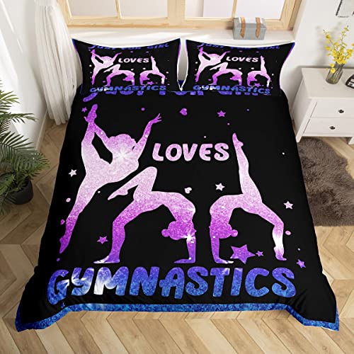 Bettbezug für Gymnastik, 140 x 200 cm, für Mädchen, romantisch, Star Glitter, für die Dekoration des Mädchenzimmers, violett, Bettbezug für Gymnastik von Homewish