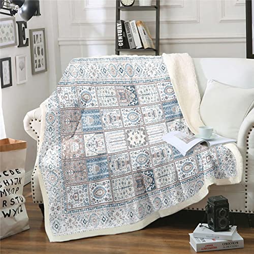 Blaue Vintage Vlies Decke Persische Sherpa Decke, Orientalische Decke 150x200cm Retro Traditionelle Wurf Decke für Sofa, Boho Ästhetische Flanell Decke Hippie Paisley Schlafzimmer Dekor Mikrofaser Blaue Vintage Vlies Decke Persische Sherpa Decke, Orientalische Decke 150x200cm Retro Traditionelle Wurf Decke für Sofa, Boho Ästhetische Flanell Decke Hippie Paisley Schlafzimmer Dekor Mikrofaser von Homewish